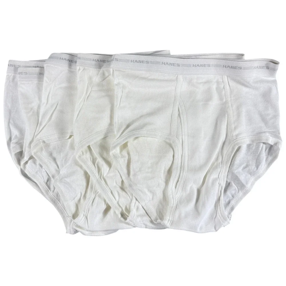 NWOT Hanes Briefs Men's 34 White 4-Pack Vintage Premium Cotton Basics No Package
